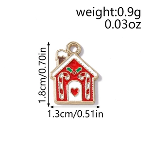 Vue détaillée du pendentif maison en émail avec dimensions de taille en centimètres