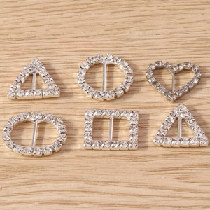 DIY Jewelry Making Rhinestone Geometric Buckle Alloy Heart Round Triangle Square Shape Pendants For Clothing Accessories