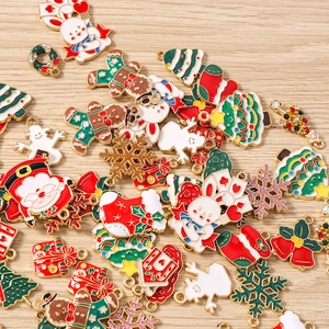 Lot de breloques de Noël en émail avec Père Noël et cloches pour bijoux DIY
