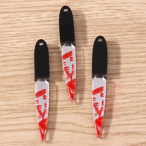 5 pieces Halloween bloody fake knife charms creative acrylic jewelry accessories for DIY crafts