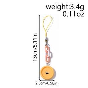 Détails des dimensions de l'attache téléphone smiley longueur 13cm avec chaîne orange