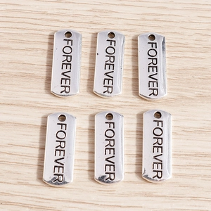 Rectangular Zinc Alloy Pendants With Forever Letter Engraved For DIY Jewelry Making Bracelet Necklace Keychain Charms