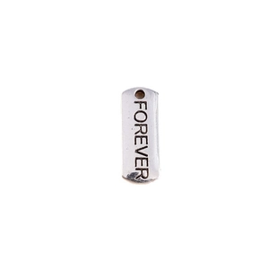 Silver rectangular metal charm with FOREVER engraving for DIY jewelry making