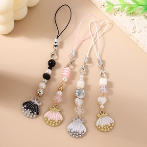 Fashionable seashell beaded phone charms and bag pendants in assorted colors