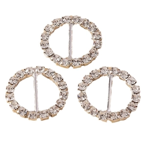 Three-piece set of round geometric diamond-encrusted alloy buckles for DIY fashion accessories