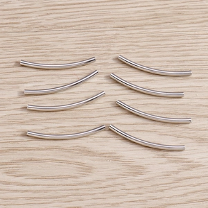 Perles tubes courbés évidés en argent poli pour la création de bijoux et bracelets DIY