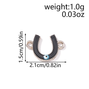 Enamel evil eye horseshoe pendant for jewelry making with size and weight measurements