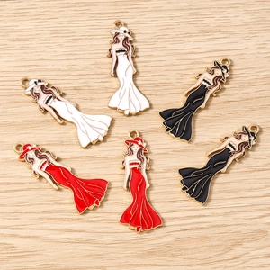 Elegantes colgantes de esmalte para mujer en rojo, negro y blanco para hacer joyería