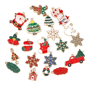 Lot de breloques de Noël en émail avec Père Noël et sapin pour la création de bijoux