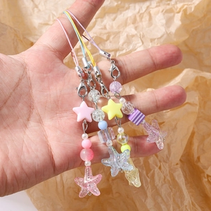 Fashionable starfish and star beaded phone charms set in colorful candy style