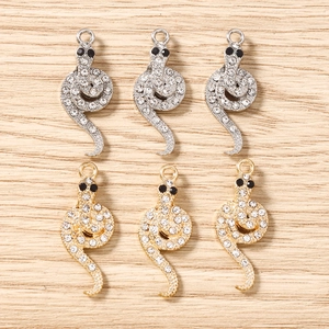 Luxueux Breloques en Forme de Serpent en Alliage de Zinc avec Strass pour la Fabrication de Bijoux DIY Boucles d'Oreilles Collier Porte-clés Accessoires Or Argent