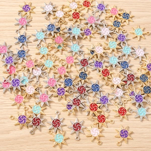 Colorful octagonal star enamel charms for DIY jewelry making in various bright colors