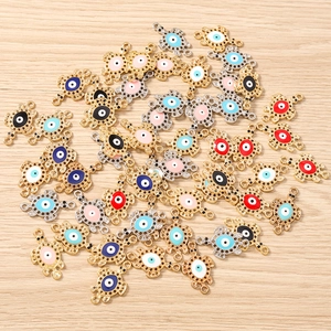 Hollow turtle evil eye charms with dual loops for DIY necklace and earring making