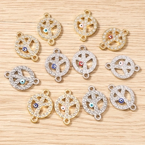 Pendenti occhio del male con strass e doppi anelli per creazione gioielli DIY