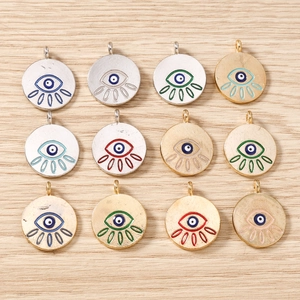 Evil Eye Round Alloy Enamel Pendants For DIY Jewelry Making Necklaces Bracelets Earrings Accessories Fashion Women Gifts