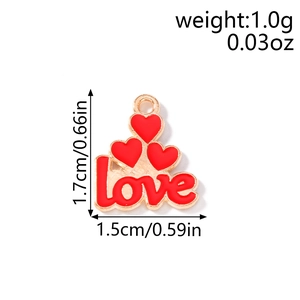 Detail view of heart love pendant with 1.7cm height and 1.5cm width dimensions