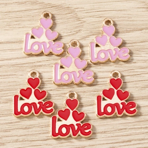 Enamel Heart Love Charms Zinc Alloy Drip Oil Pendants For DIY Necklace Bracelet Keychain Jewelry Making Accessory Valentine