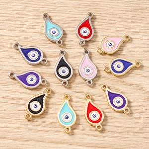 Evil Eye Anhänger in Tropfenform mit Gold- und Silberrahmen für DIY-Schmuckketten