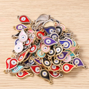 Bunte Evil Eye Tropfen-Emaille-Anhänger mit Gold- und Silber-Metallrahmen für DIY