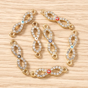 Strass Unendlichkeit Böser Blick Anhänger Vergoldete Zinklegierung Zahl 8 Schmuck Verbinder Charms Für DIY Halskette Armband Herstellung