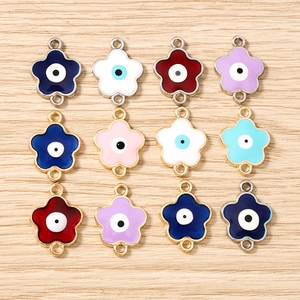 Ciondoli in Lega a Fiore Malocchio in Smalto per Creazione Gioielli Fai-da-te Accessori per Orecchini Braccialetti Collane