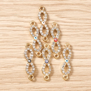 6er-Set vergoldete Infinity-Böse-Blick-Anhänger mit Strasssteinen für DIY-Schmuck