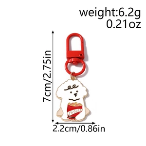 Dettaglio del portachiavi a cane cartoon, dimensioni 7cm di altezza e 2,2cm di larghezza