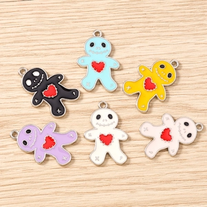 Colorful gingerbread man charms in gothic style for DIY jewelry making accessories