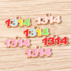 DIY jewelry making accessories set featuring 1314 number enamel metal pendants