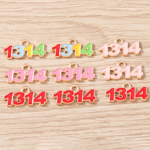 Colorful 1314 number alloy enamel pendants for DIY jewelry and accessory making