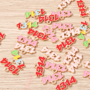Colorful enamel 1314 number charms with dual loops for DIY jewelry making and bracelets
