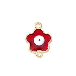 Pendente fiore di ciliegio in smalto rosso con occhio del diavolo e doppio anello