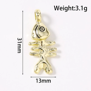 Detailoverzicht van gouden visgraat hanger van 31mm met afmetingen en gewicht
