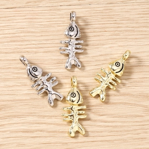 Zinklegering Visgraat Charms Voor DIY Ketting Armband Oorbel Maken Goud Zilver Verguld Dier Skelet Hangers Sieraden Benodigdheden