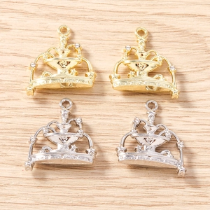 Alloy Fountain Crown Charms With Rhinestones Jewelry Making DIY Accessories For Necklace Bracelet Earrings Gold Silver