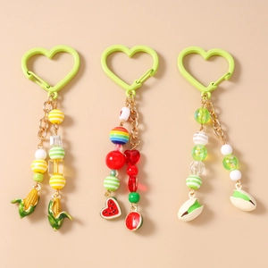 Simpatico Portachiavi con Frutta e Verdura Simulate Perline in Lega di Zinco Ciondolo Borsa Anguria Mais Pistacchio Regalo Donna