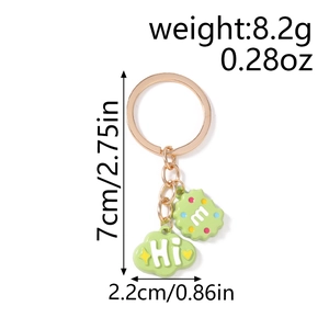 Detail showing green cloud pendant keychain dimensions with 7cm length measurement