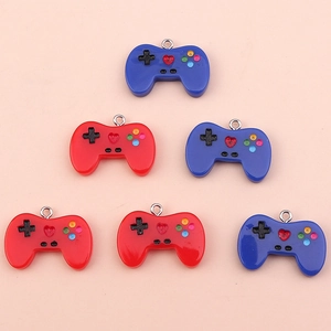 Colorful resin game controller charms in red and blue for DIY jewelry making