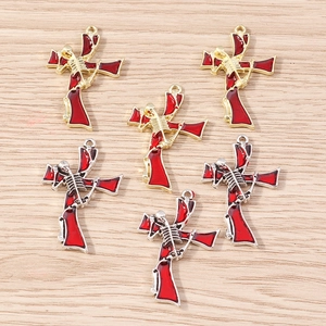 Gothic Skelett Kreuz Anhänger Rot Emaille Zinklegierung Charms Für DIY Schmuckherstellung Halloween Party Halskette Zubehör