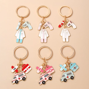 Porte-clés Médical Infirmière Docteur Alliage de Zinc Émail Ambulance Boîte Médicale Thermomètre Charme Cadeau Infirmière