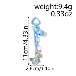 Dettaglio portachiavi violino blu con dimensioni e design leggero per borse