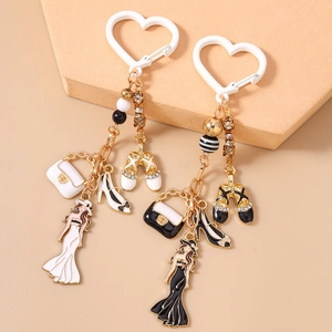 Ensemble de porte-clés chic avec charms de chaussure à talon et sac à main pour sac