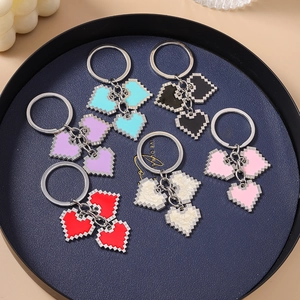 Fashion mosaic pixel heart keychain collection in six colors for bag charm and key ring