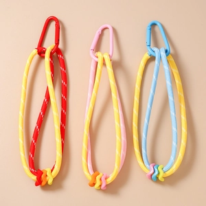 Porte-clés Créatif en Corde Tressée Nœud à Perles Pendentif de Sac en Nylon Coloré Avec Mousqueton en Métal Pour Femmes