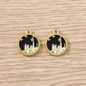 Détails de pendentifs arbre de vie dorés avec émail noir pour la création de bijoux DIY