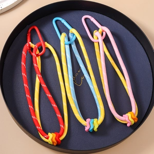 Porte-clés en corde tressée colorée avec mousqueton en métal et anneau silicone