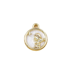 Pendentif ange plaqué or 18 carats avec incrustation de nacre pour bijoux DIY