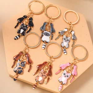 Lot de 6 porte-clés chat mignons de différentes races avec alliage doré et détails en émail