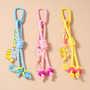 Porte-clés Mignon en Corde Tressée Animaux Abeille Papillon Cœur Charmes Cordon Nylon Coloré Décoration Suspendue Sac à Main pour Femmes