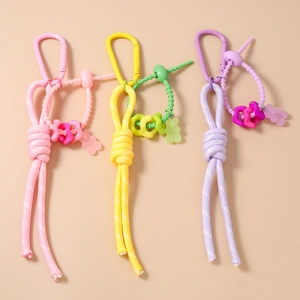 Porte-Clés Ours Dessin Animé Corde Nylon Tissée à la Main Boucle Alliage Pendentif Sac Ours Résine Givrée Accessoire Cadeau
